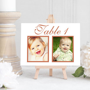 Terracotta Childhood Photo Table Number Card