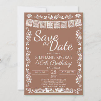 Terracotta Cielito Lindo Save the Date 40 Birthday Invitation