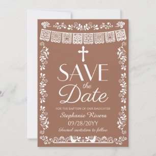 Terracotta Cielito Lindo Save the Date Baptism Invitation