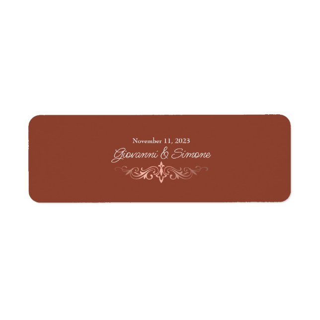 Terracotta Cigar Band Faux Rose Gold Labels (Front)