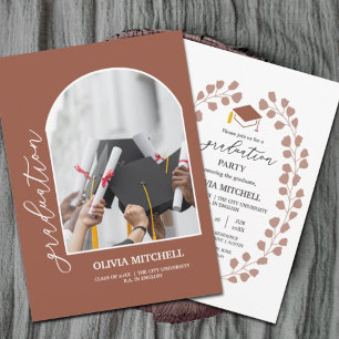 Terracotta Class of 2024 Arch Photo Graduation Invitation