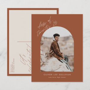 Terracotta Class of 2026 Arch Photo Graduation Invitation Postcard