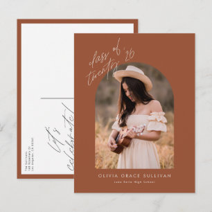 Terracotta Class of 2026 Arch Photo Graduation Invitation Postcard