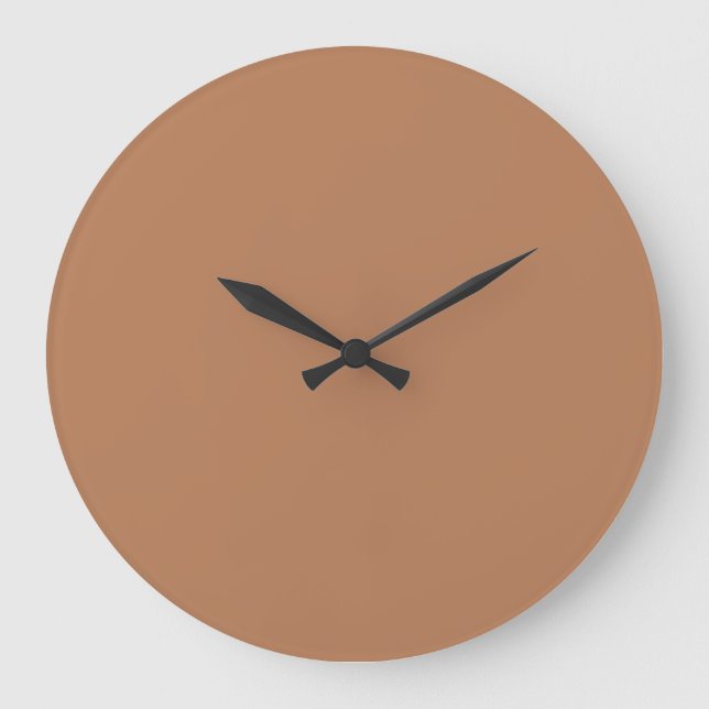 Terracotta Clay Brown Solid Colour - Colour - Hue Large Clock (Front)