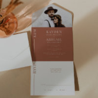 Terracotta Clean Line Faire-part de mariage