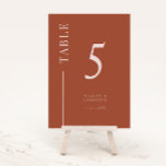 Terracotta Clean Line Wedding Table Number<br><div class="desc">Simple and modern wedding table number featuring a line on the side. The colour is in terracotta.</div>