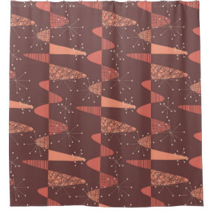 Terracotta colours waves and stars seamless patter
