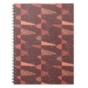 Terracotta colours waves and stars seamless patter notebook