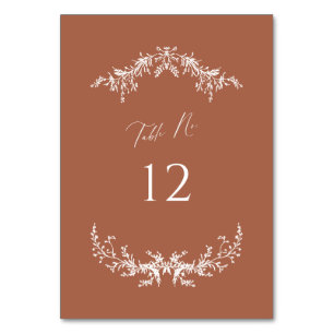 Terracotta Cottage Wedding Table Number Card Sign