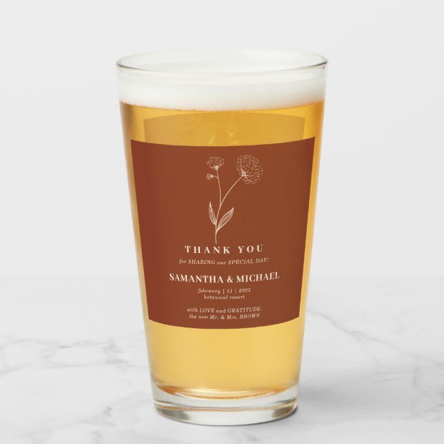 Terracotta Cotton flower Modern Simple Wedding Glass (Front Filled)