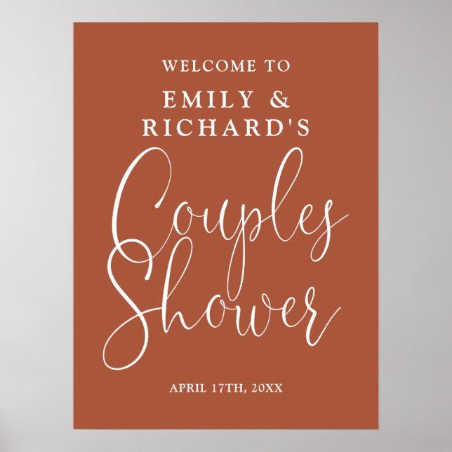 Terracotta Couples Shower Welcome Sign (Front)