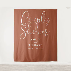Terracotta Couples Wedding Shower Photo Backdrop Tapestry