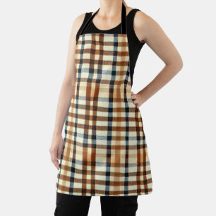 Terracotta Cream & Black Buffalo Plaid Tartan  Apron