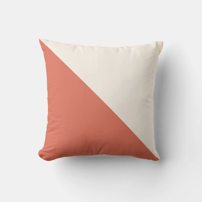 Terracotta & Cream Diagonal Throw Pillow (Front)