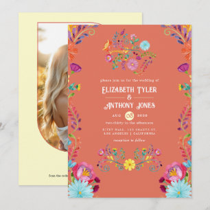 Terracotta & Cream Floral Mexican Fiesta Wedding Invitation