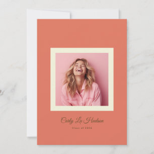 Terracotta Cream Minimal High School Photo Grad Announcement