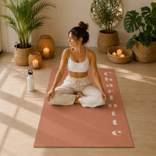 Terracotta cream wellness minimalist personalized yoga mat