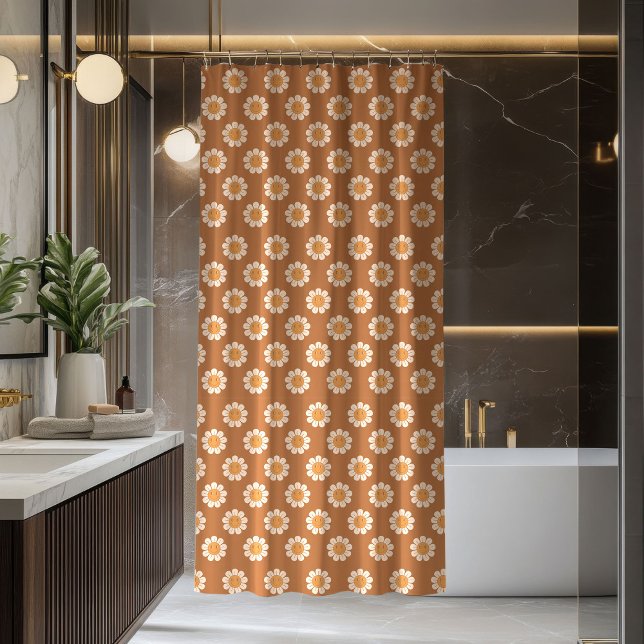 Terracotta Curtain Groovy 70s Flower Design (Terracotta Curtain Groovy 70s Flower Design)