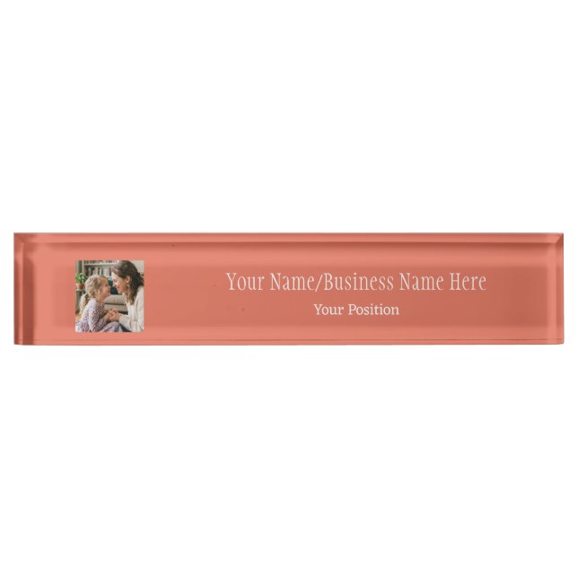 Terracotta Custom Logo Photo & Name Nameplate (Front)