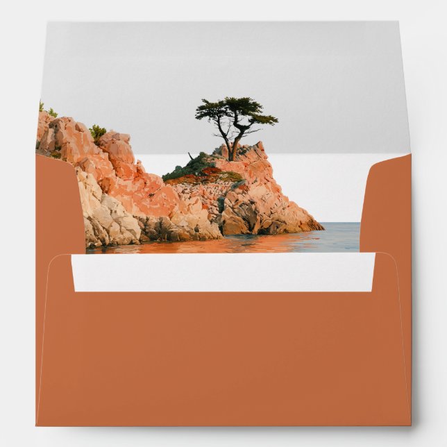 Terracotta Cypress Liner Wedding Return Address  Envelope (Back (Bottom))