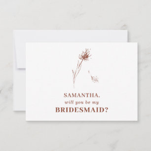 Terracotta Dandelion Will you be my bridesmaid Invitation