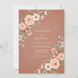 Terracotta Delicate Rustic Wedding Invitation