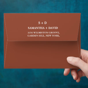 Terracotta Destination Airplaine World map Wedding Envelope