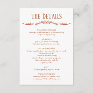 Terracotta Details Reception Information Wedding  Enclosure Card