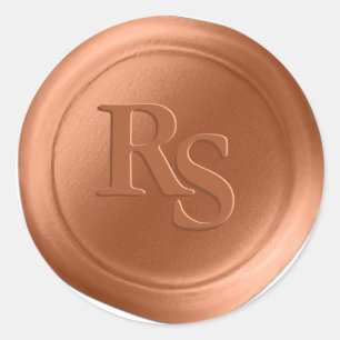 Terracotta Double Monogram Faux Wax Seal Stickers