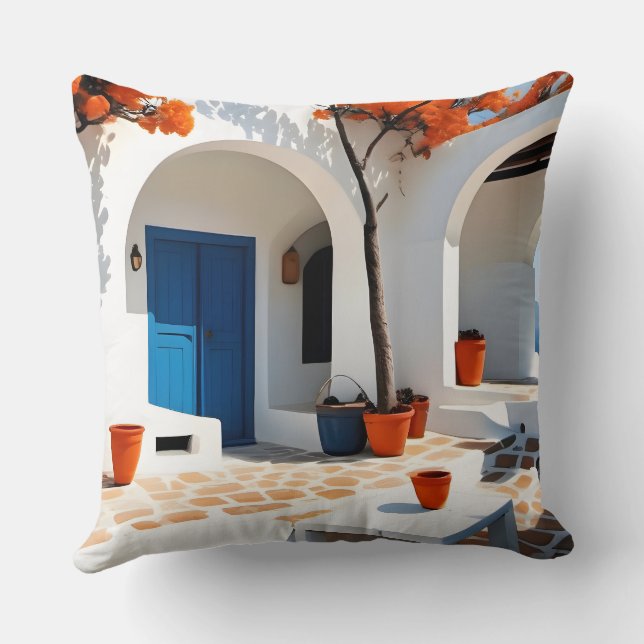Terracotta Dreams in Greece Throw Pillow (Back)