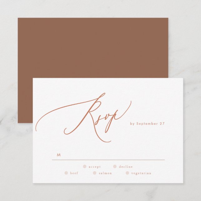 Terracotta Dusty Burnt Orange Elegant The Wedding RSVP Card (Front/Back)