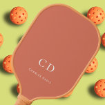Terracotta dusty earth monogram initials name pickleball paddle<br><div class="desc">A terracotta,  dusty earth colored background.  Personalize and add your monogram initials,  letters and full name. White letters.</div>