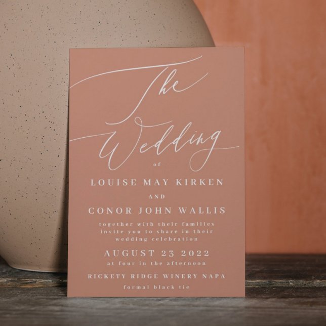 Terracotta Dusty Orange Elegant Boho All in One Invitation (Creator Uploaded)
