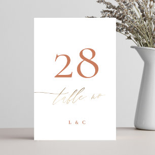 Terracotta Dusty Orange Elegant Boho Gold Wedding Table Number