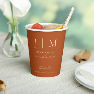 Terracotta Earth Color Minimal Drink Wedding Paper Cups