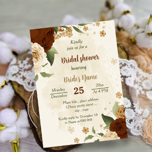 terracotta earth tone floral bridal shower invitation
