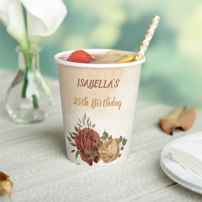 terracotta earth tone floral greenery paper cups (Insitu)