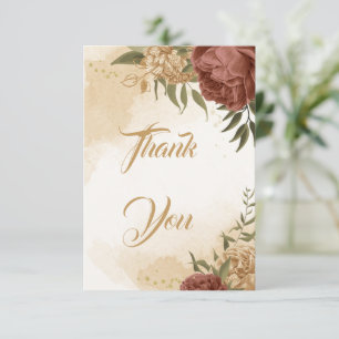 terracotta earth tone floral greenery wedding  thank you card