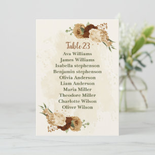 terracotta earth tone floral seating chart card