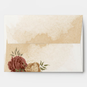 terracotta earth tone floral wedding envelope
