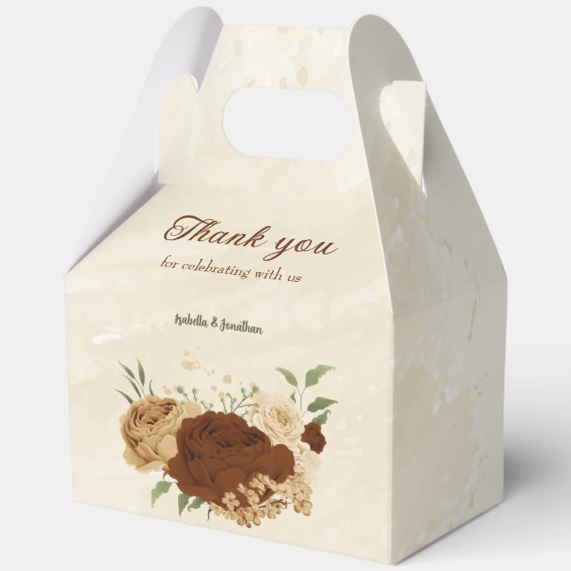 terracotta earth tone floral wedding favor box (Front)
