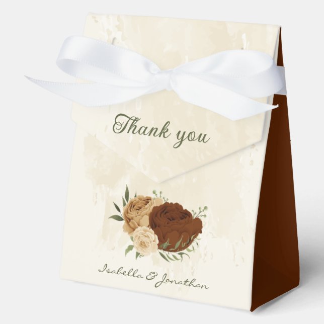 terracotta earth tone floral wedding favor box (Front)