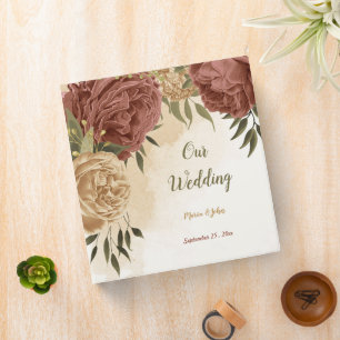 terracotta earth tone floral wedding photo album binder