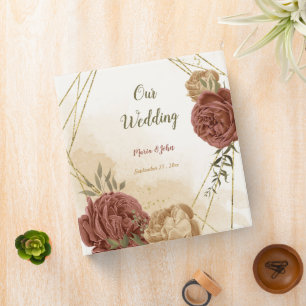 terracotta earth tone floral wedding photo album binder