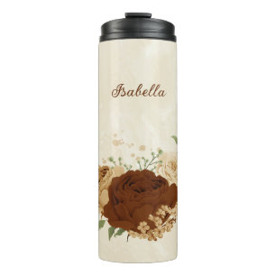 terracotta earth tone floral wedding thermal tumbler