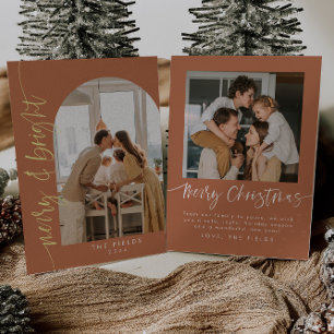 Terracotta Earth Tone Photo Christmas Foil Holiday Card