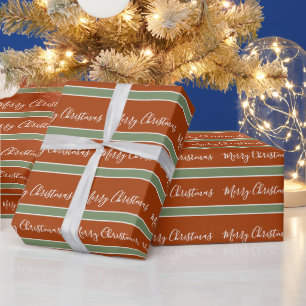 Terracotta Earth Tones Merry Christmas  Wrap Wrapp Wrapping Paper