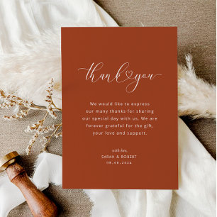 terracotta earthtone wedding thank you card
