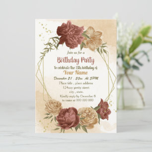 terracotta earthy floral greenery birthday party invitation