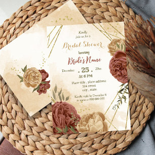 terracotta earthy floral greenery bridal shower invitation
